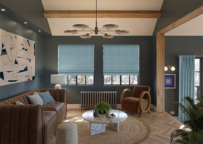 Ultra Luxe Velvet, Blue Cloud - Roman Blind - Image 8